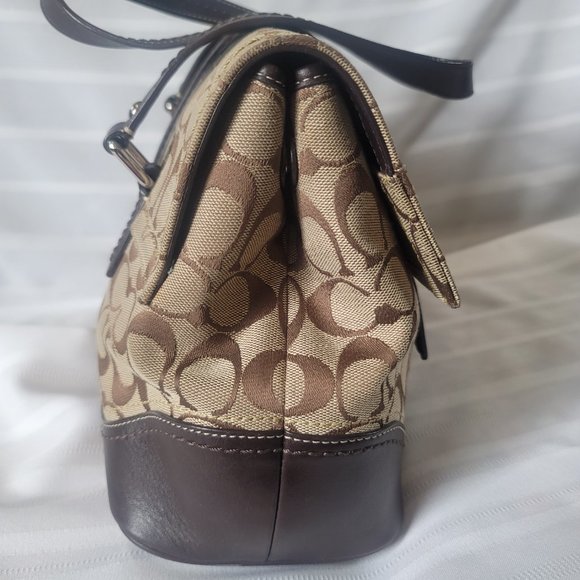 Coach Y2K Hampton Flap Jacquard Optic Signature Carryall Satchel Bag Purse - Picture 3 of 6